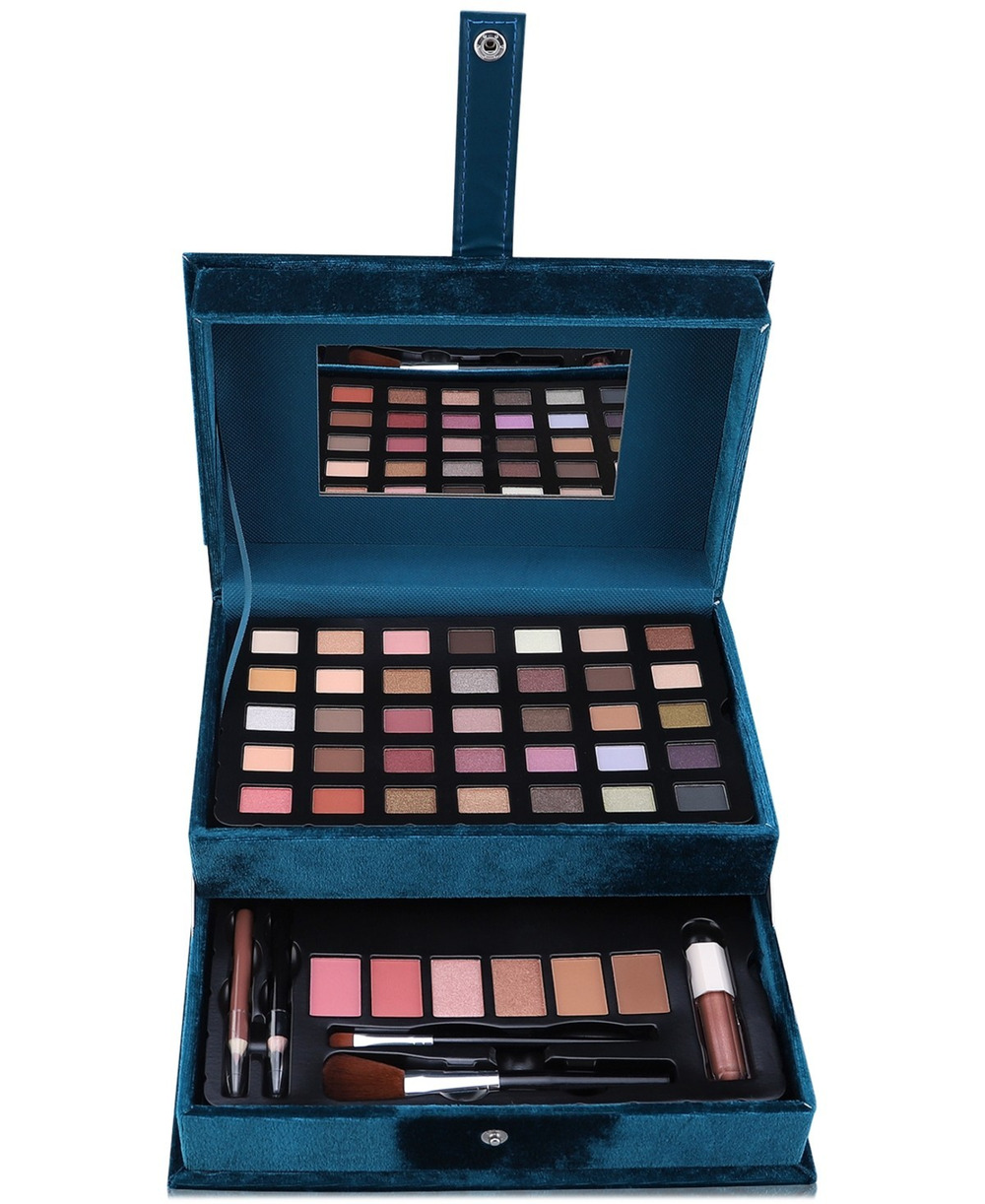 Ultimate Travet Makeup Travel/Makeup Case Macys Teal Velvet unopened 44 pc set